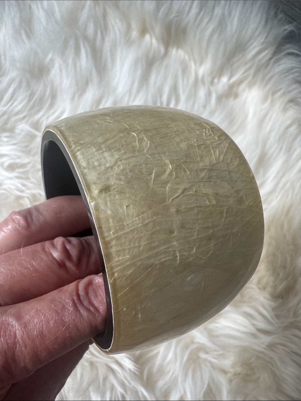 Neutral Cream Wide Bangle Bracelet